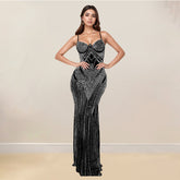 Vestido ajustado sin mangas con tirantes de diamantes de imitación